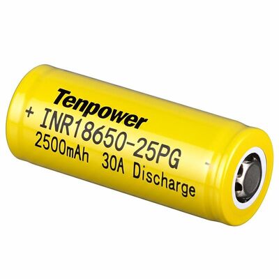 Buen precio Batería de iones de litio cilíndrica Tenpower INR18650-25PG 3.6V 2500mAh 30A de descarga en línea
